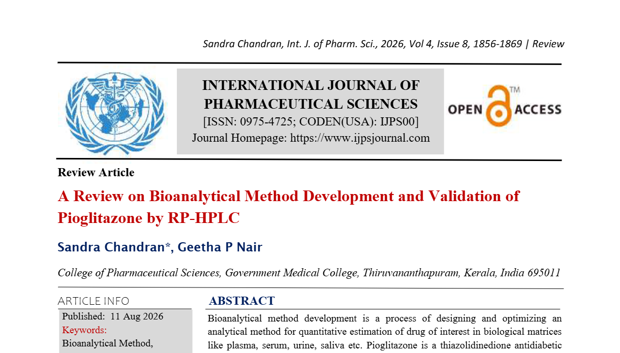 A Review on Bioanalytical Method Development and Validation of Pioglitazone by RP-HPLC