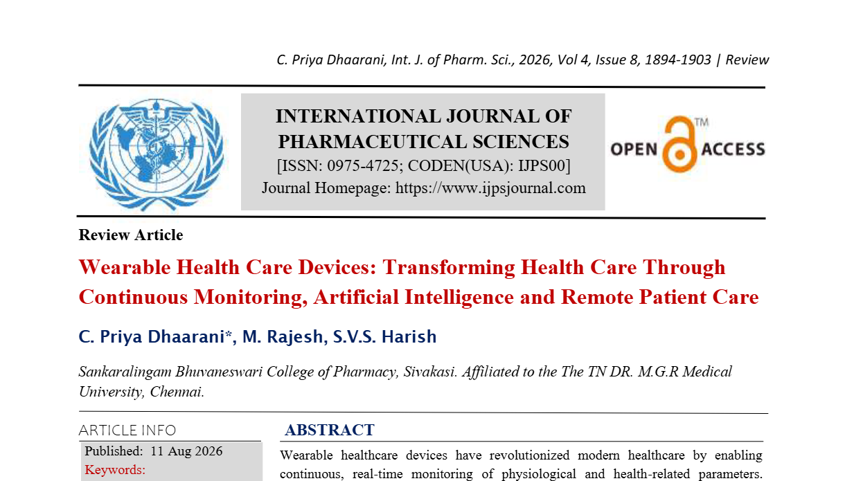 Wearable Health Care Devices: Transforming Health Care Through Continuous Monitoring, Artificial Intelligence and Remote Patient Care