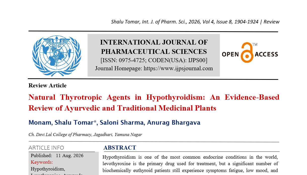 Natural Thyrotropic Agents in Hypothyroidism: An Evidence-Based Review of Ayurvedic and Traditional Medicinal Plants