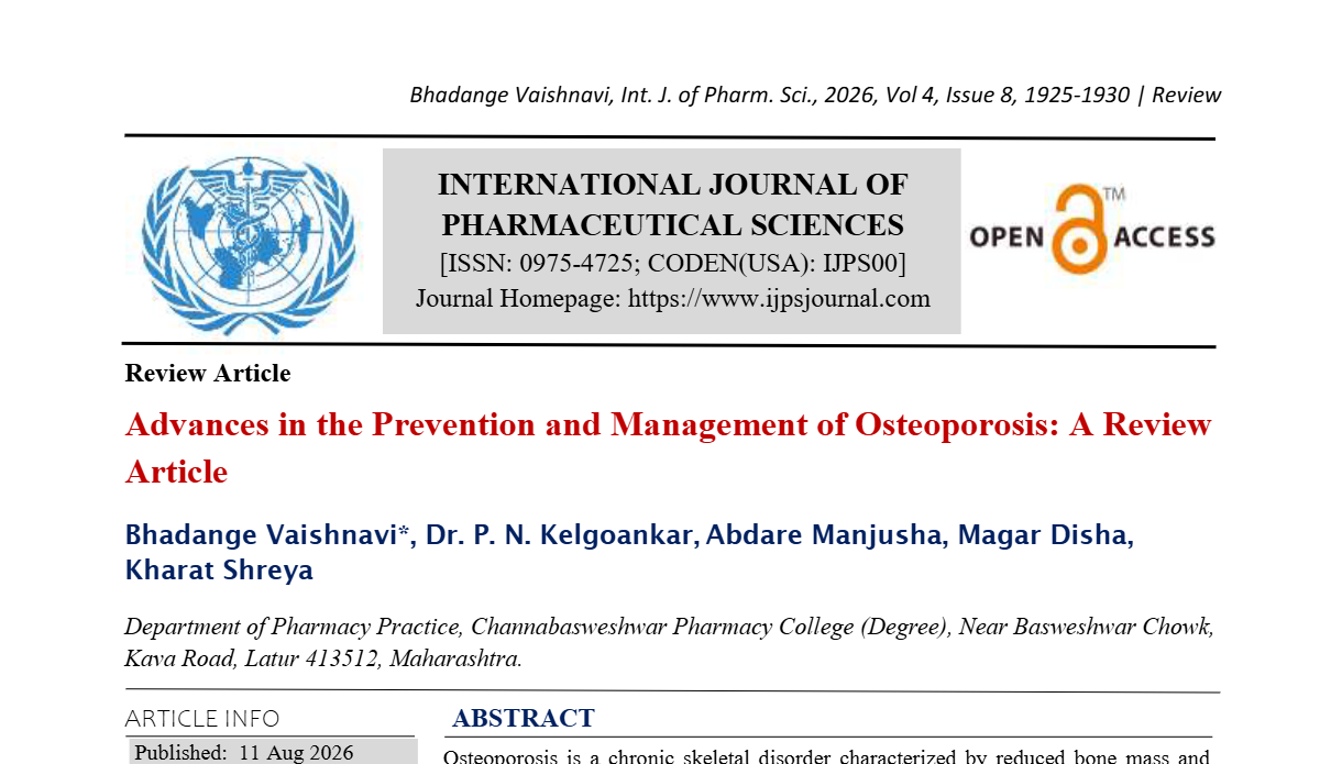 Advances in the Prevention and Management of Osteoporosis: A Review Article