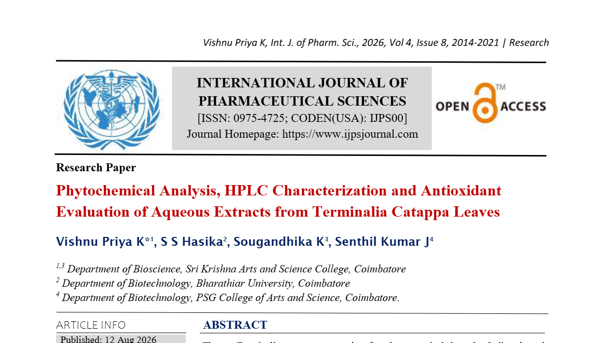Phytochemical Analysis, HPLC Characterization and Antioxidant Evaluation of Aqueous Extracts from Terminalia Catappa Leaves  