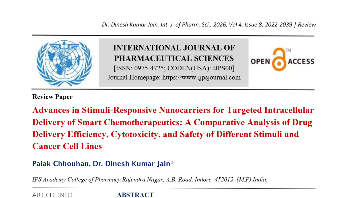 Advancements in Stimuli-Responsive Nanocarriers for Targeted Intracellular Delivery of Smart Chemotherapeutics: Comparative Analysis of Drug Delivery Efficiency, Cytotoxicity, and Safety Across Stimuli Types and Cancer Cell Lines