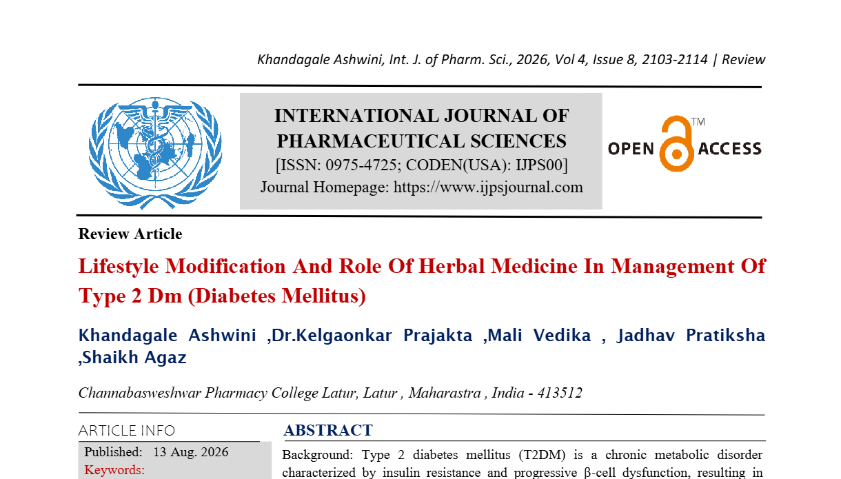 Lifestyle Modification And Role Of Herbal Medicine In Management Of Type 2 Dm (Diabetes Mellitus)
