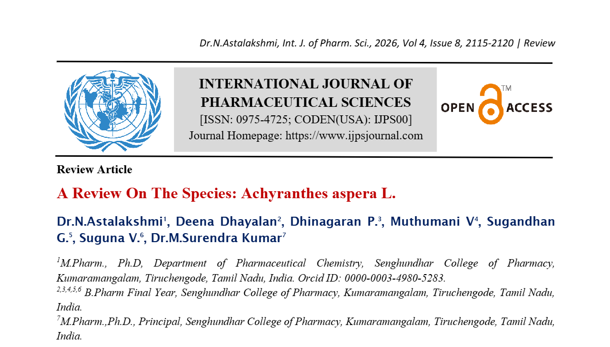 A Review On The Species: Achyranthes aspera L.