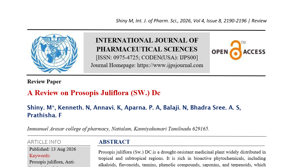 A Review on Prosopis Juliflora (SW.) Dc