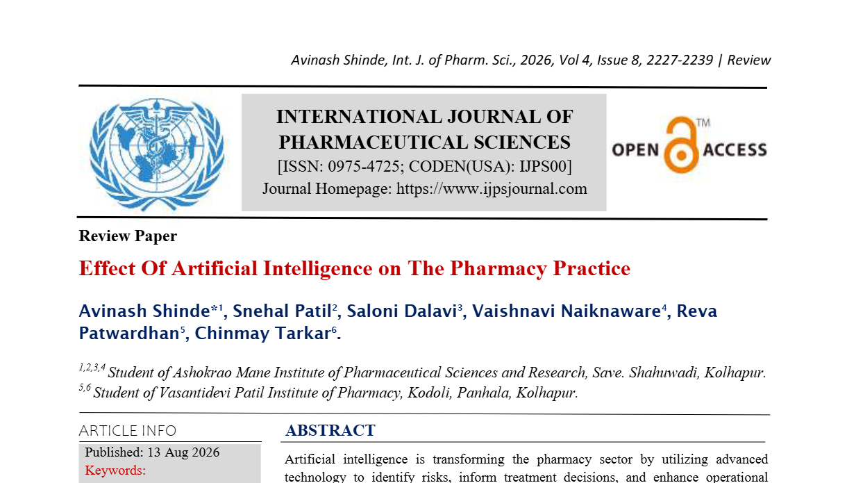 Effect Of Artificial Intelligence on The Pharmacy Practice