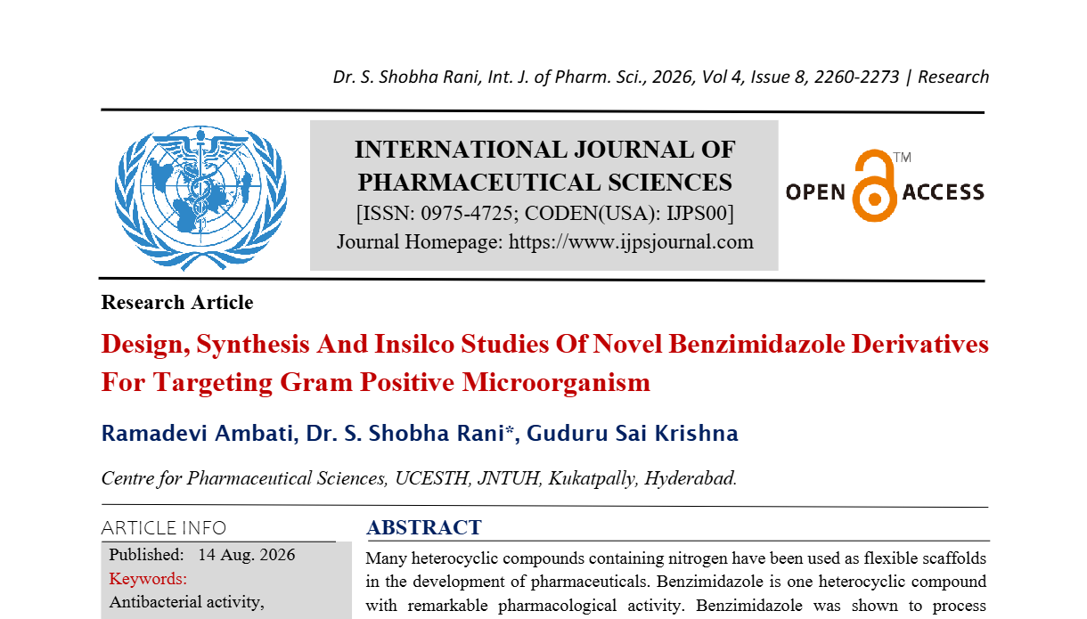Design, synthesis and Insilco studies of novel benzimidazole derivatives for targeting gram positive microorganism
