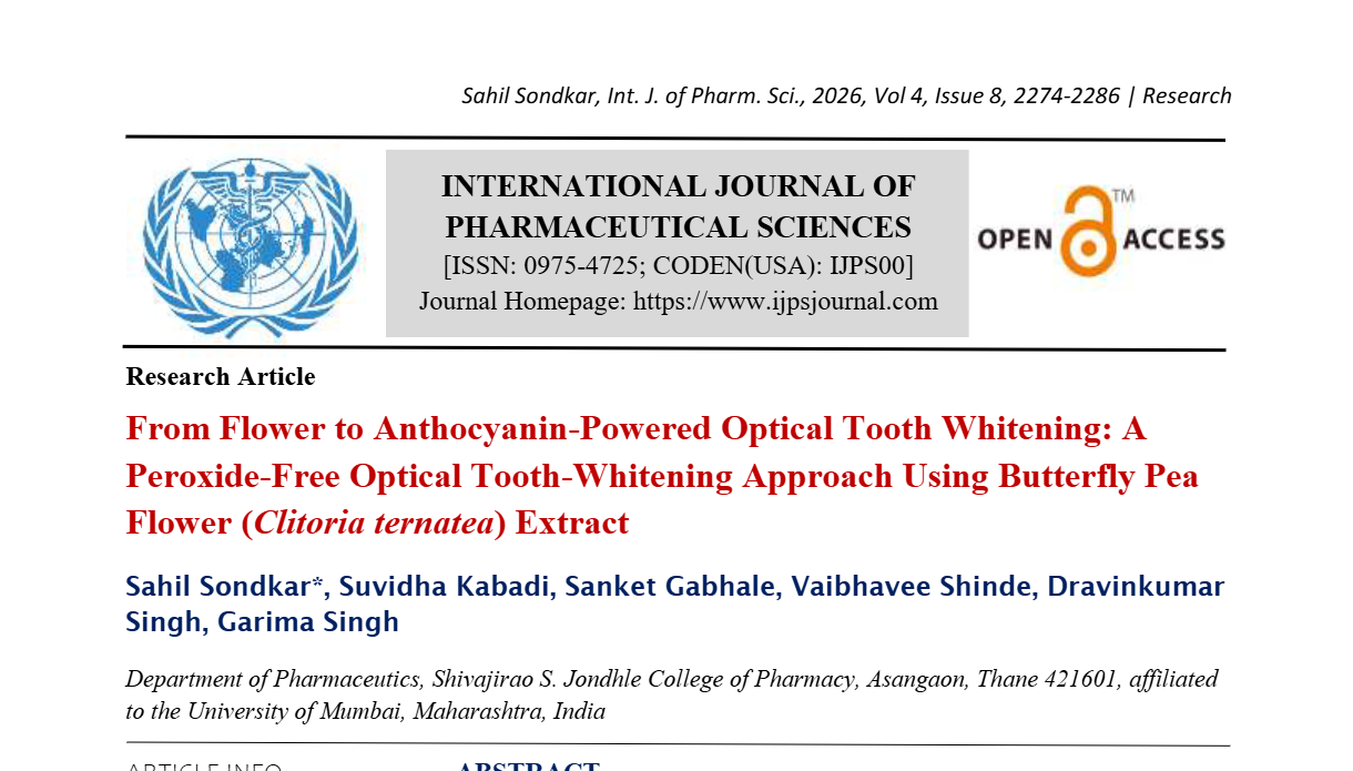 From Flower to Anthocyanin-Powered Optical Tooth Whitening: A Peroxide-Free Optical Tooth-Whitening Approach Using Butterfly Pea Flower (Clitoria ternatea) Extract