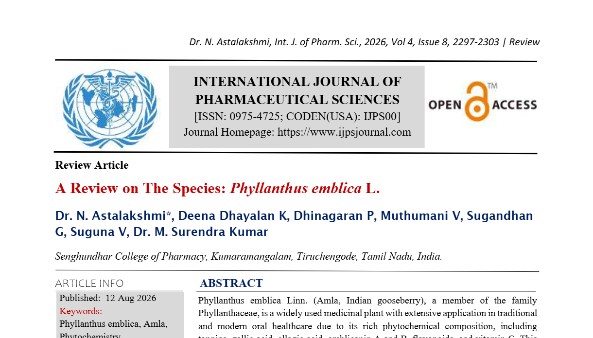 A Review on The Species: Phyllanthus emblica L.