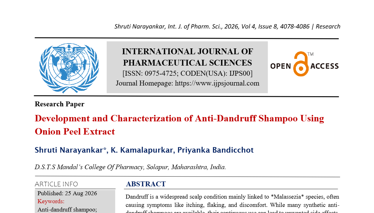 Development and Characterization of Anti-Dandruff Shampoo Using Onion Peel Extract