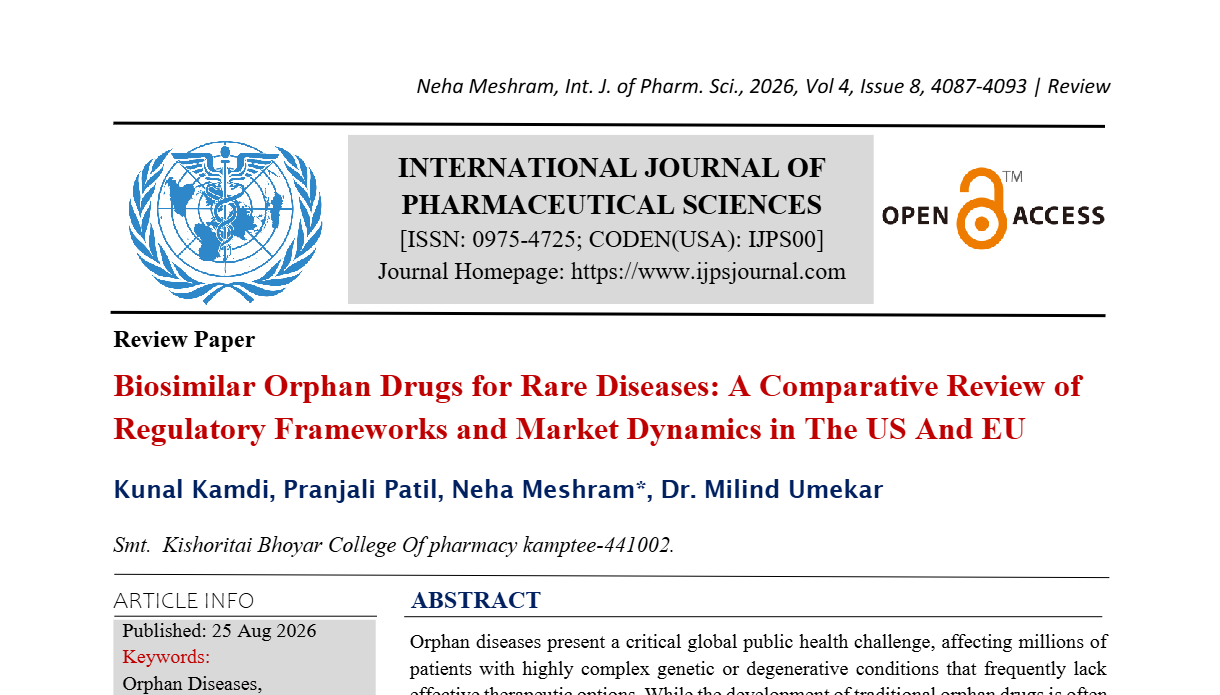 Biosimilar Orphan Drugs For Rare Diseases: A Comparative Review Of Regulatory Frameworks And Market Dynamics In The US And EU