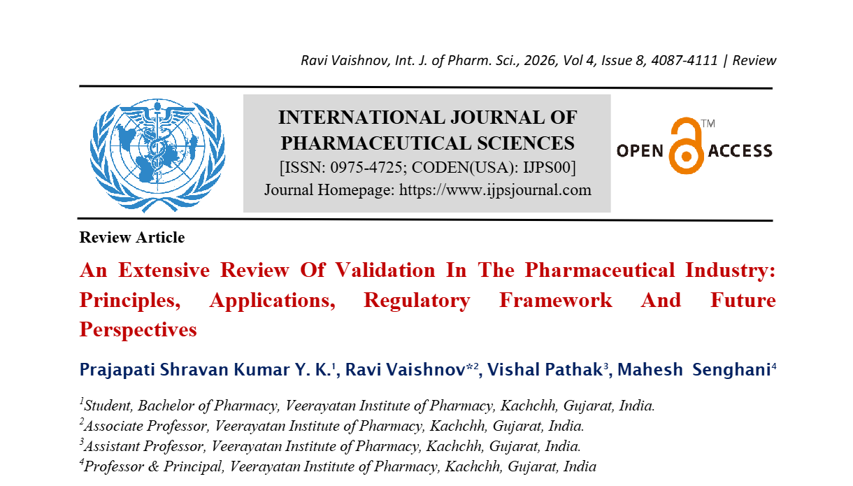 An Extensive Review Of Validation In The Pharmaceutical Industry: Principles, Applications, Regulatory Framework And Future Perspectives
