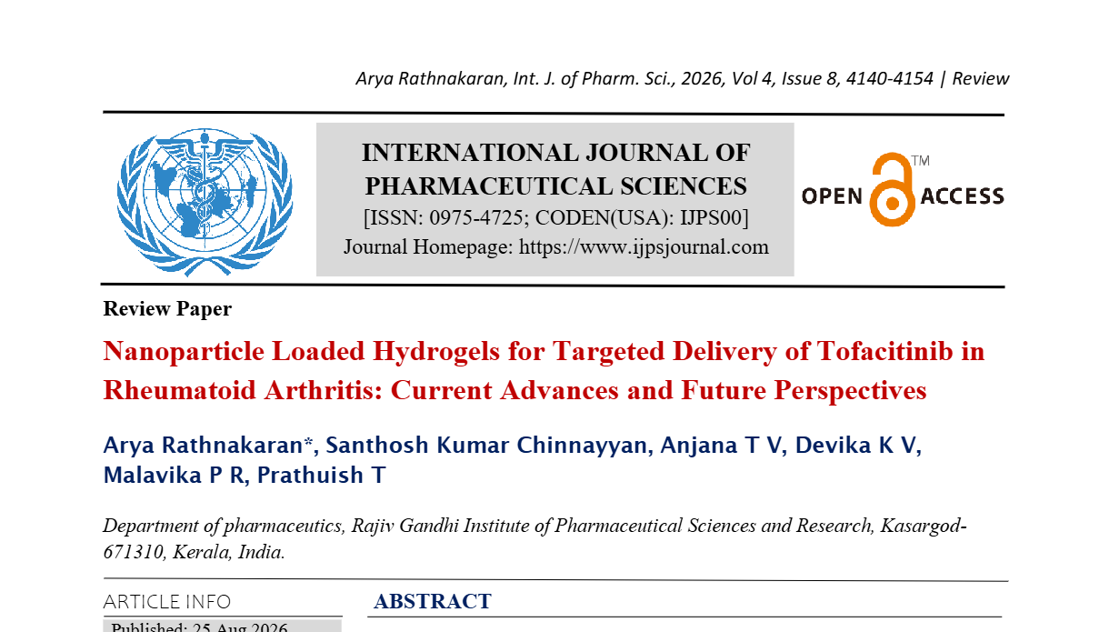 Nanoparticle Loaded Hydrogels For Targeted Delivery Of Tofacitinib In Rheumatoid Arthritis: Current Advances And Future Perspectives