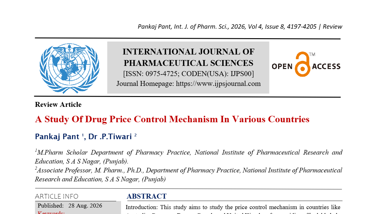 A Study Of Drug Price Control Mechanism In Various Countries