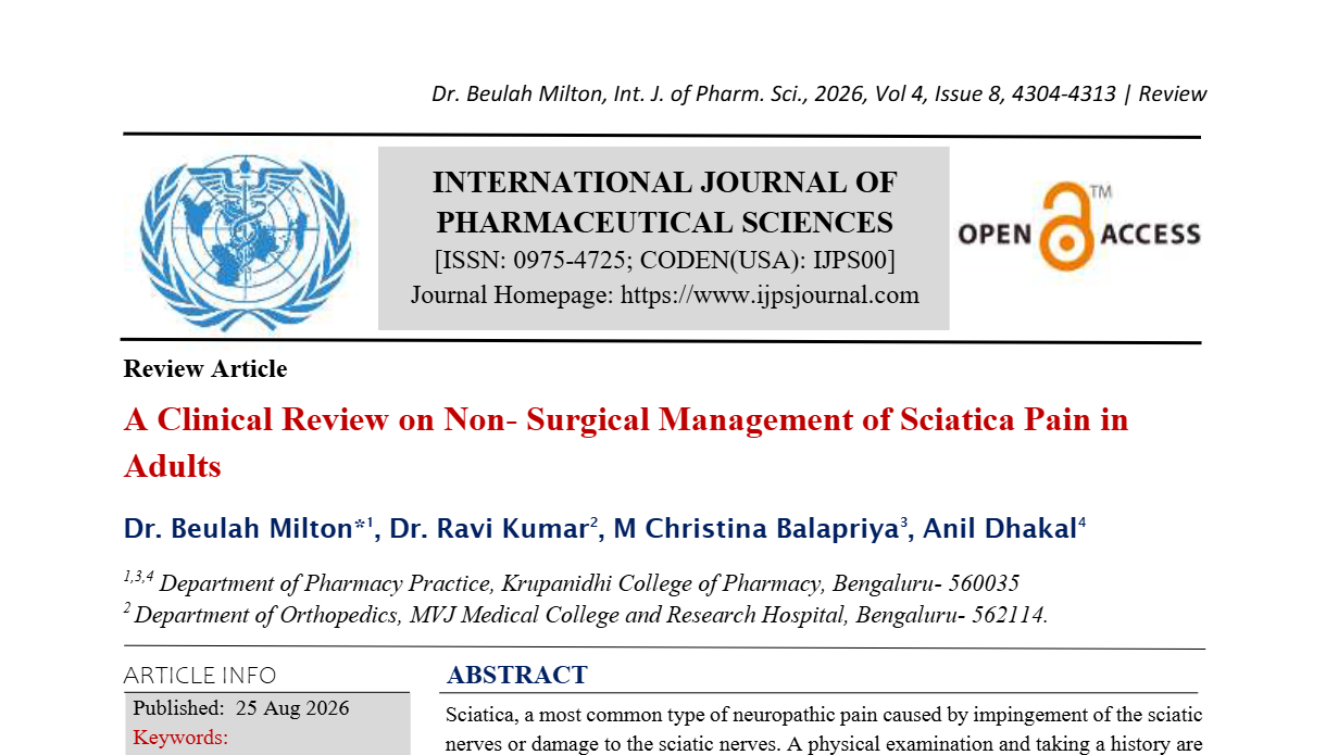 A Clinical Review on Non- Surgical Management of Sciatica Pain in Adults