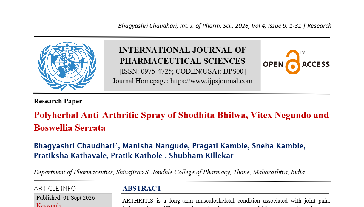 Polyherbal Anti-Arthritic Spray of Shodhita Bhilwa, Vitex Negundo and Boswellia Serrata