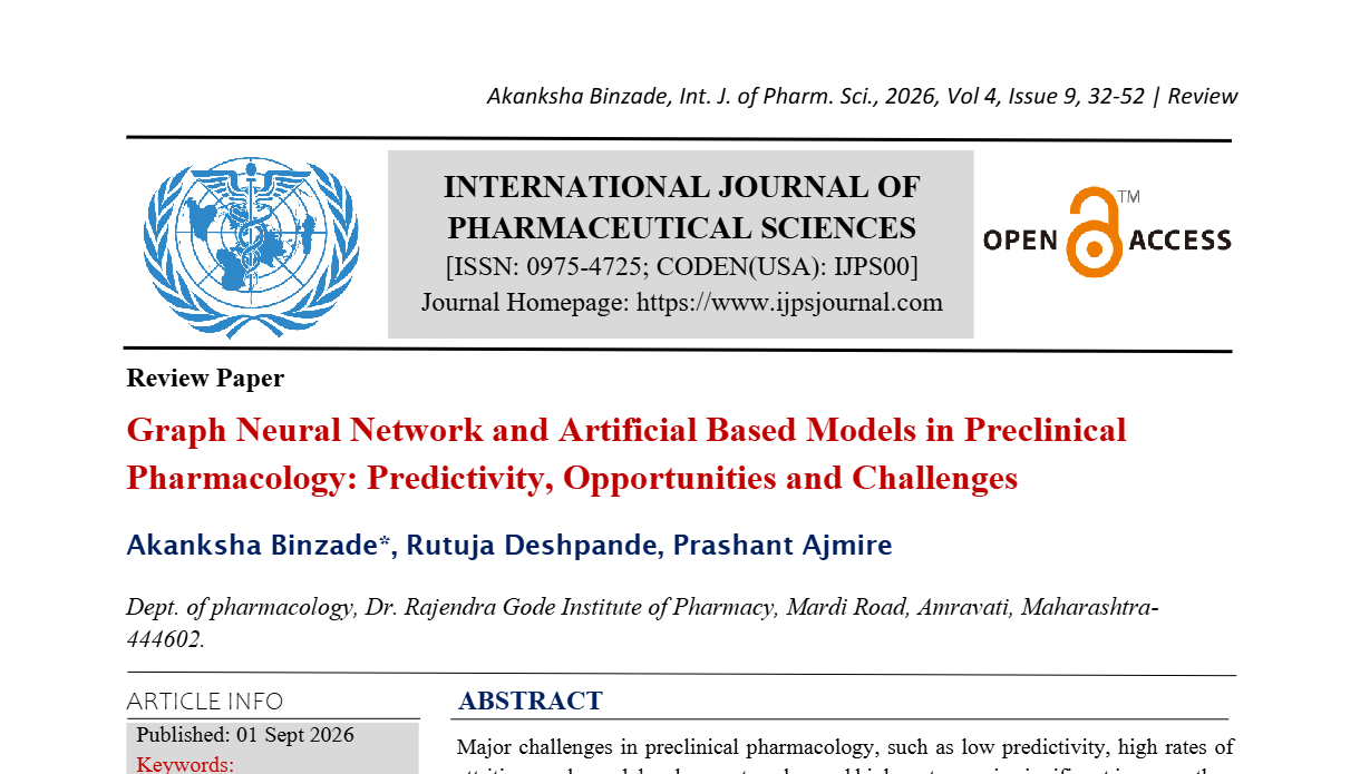 Graph Neural Network and Artificial Based models in preclinical pharmacology: Predictivity, Opportunities and challenges