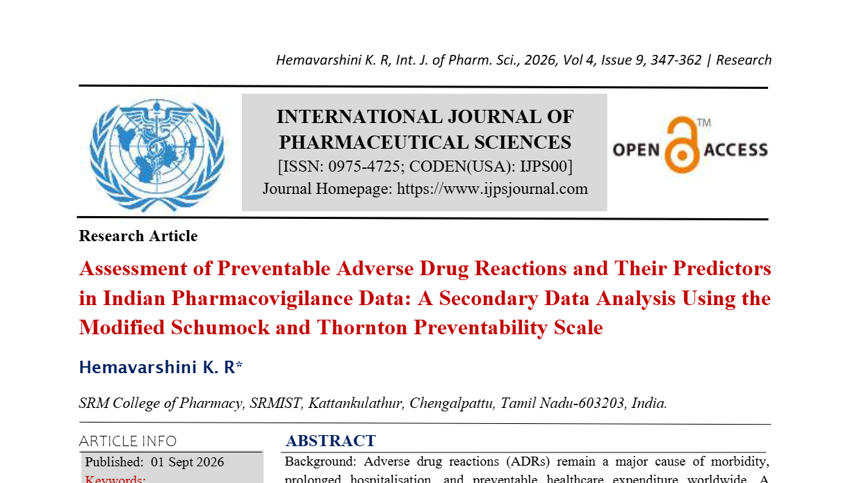 Assessment of Preventable Adverse Drug Reactions and Their Predictors in Indian Pharmacovigilance Data: A Secondary Data Analysis Using the Modified Schumock and Thornton Preventability Scale