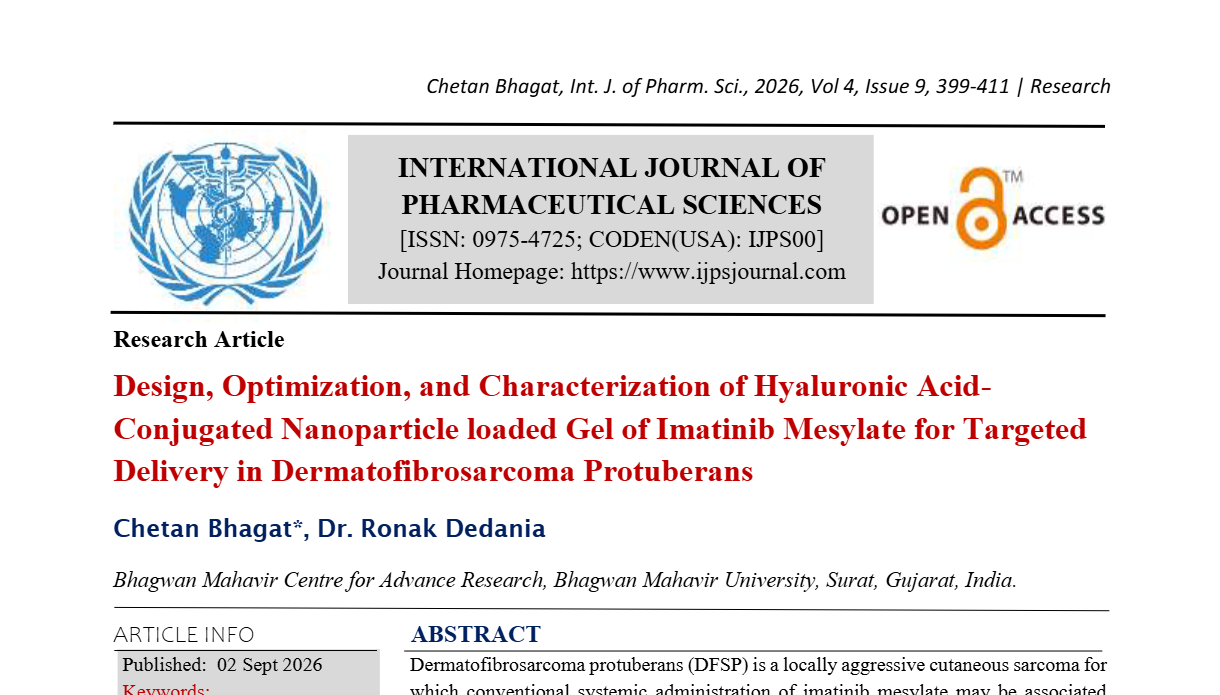 Design, Optimization, and Characterization of Hyaluronic Acid-Conjugated Nanoparticle  loaded Gel of Imatinib Mesylate for Targeted Delivery in Dermatofibrosarcoma  Protuberans