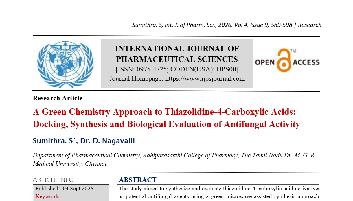 A Green Chemistry Approach to Thiazolidine-4-Carboxylic Acids: Docking, Synthesis and Biological Evaluation of Antifungal Activity
