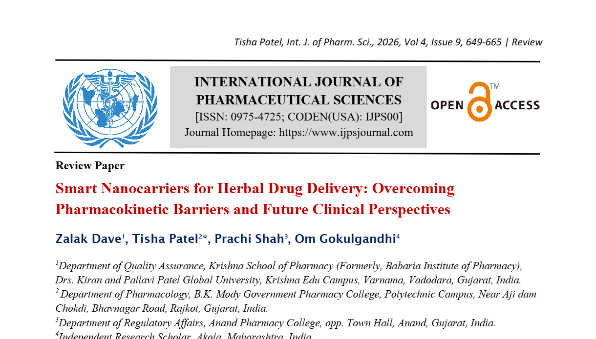 Smart Nanocarriers for Herbal Drug Delivery: Overcoming Pharmacokinetic Barriers and Future Clinical Perspectives