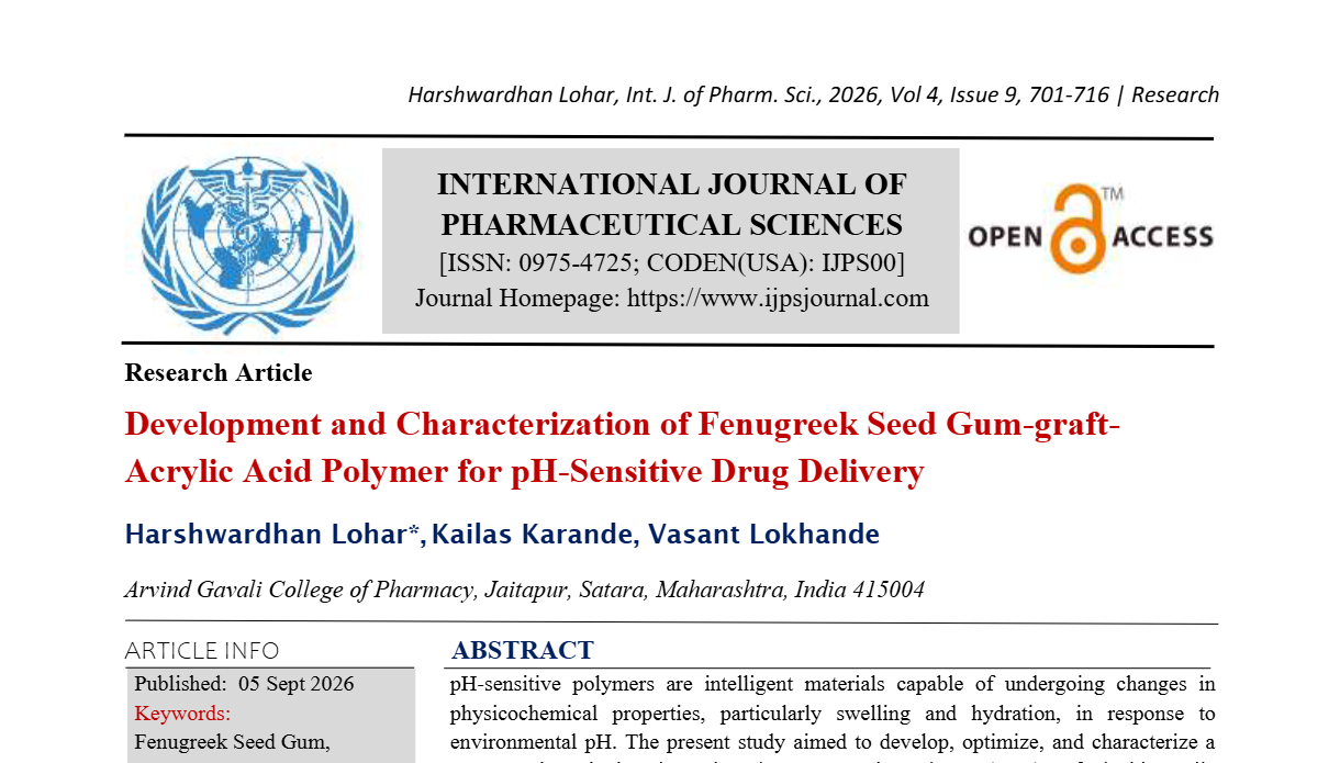 Development and Characterization of Fenugreek Seed Gum-graft-Acrylic Acid Polymer for pH-Sensitive Drug Delivery