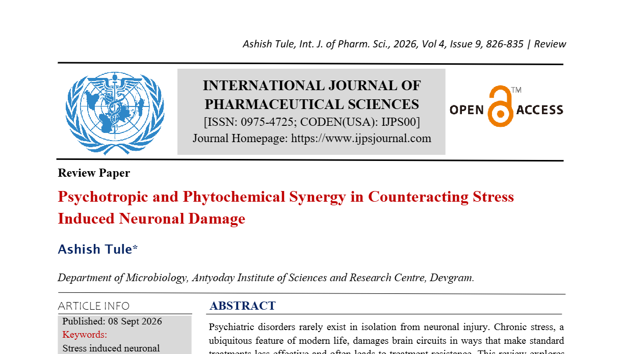 Psychotropic and Phytochemical Synergy in Counteracting Stress Induced Neuronal Damage