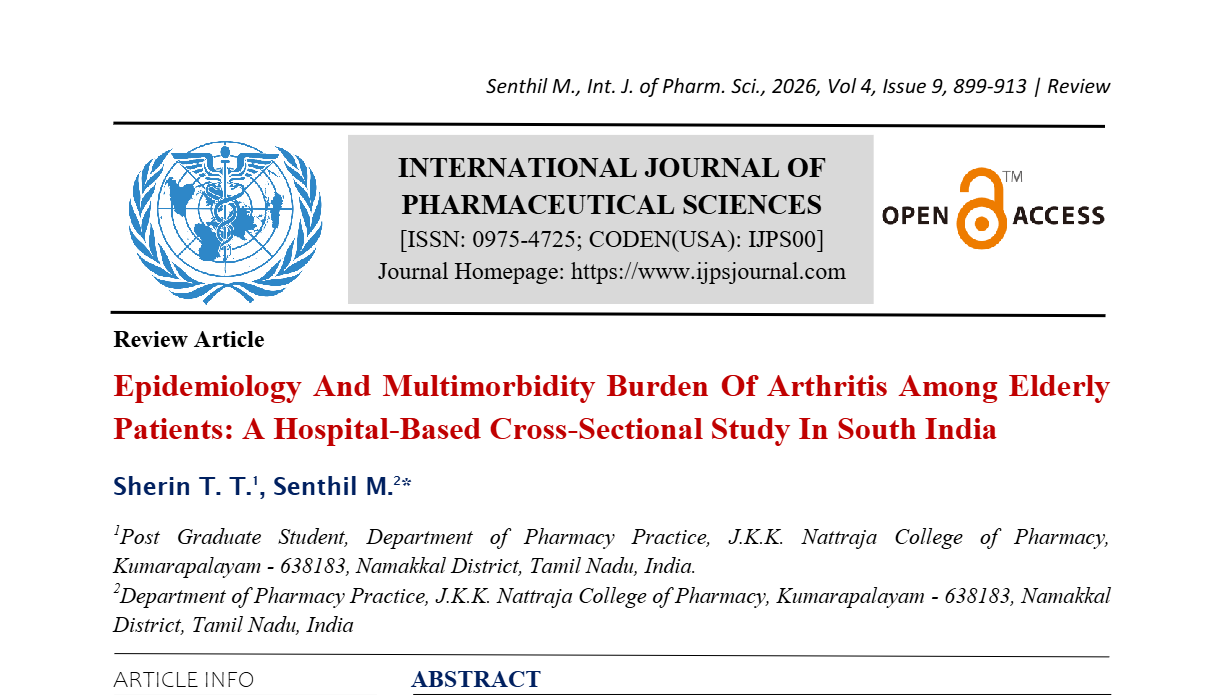 Epidemiology and Multimorbidity Burden of Arthritis Among Elderly Patients: A Hospital-Based Cross-Sectional Study in South India