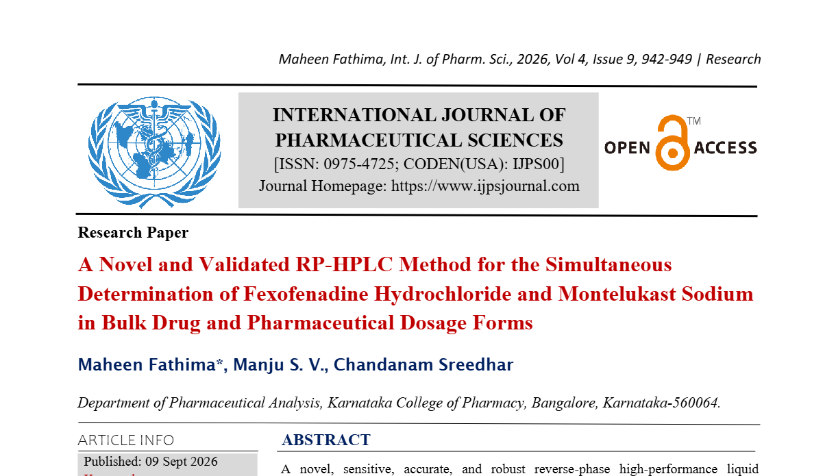 A Novel and Validated RP-HPLC Method for the Simultaneous Determination of Fexofenadine Hydrochloride and Montelukast Sodium in Bulk Drug and Pharmaceutical Dosage Forms