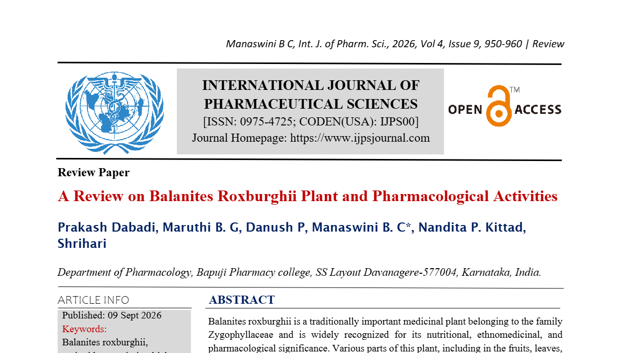 A Review on Balanites Roxburghii Plant and Pharmacological Activities