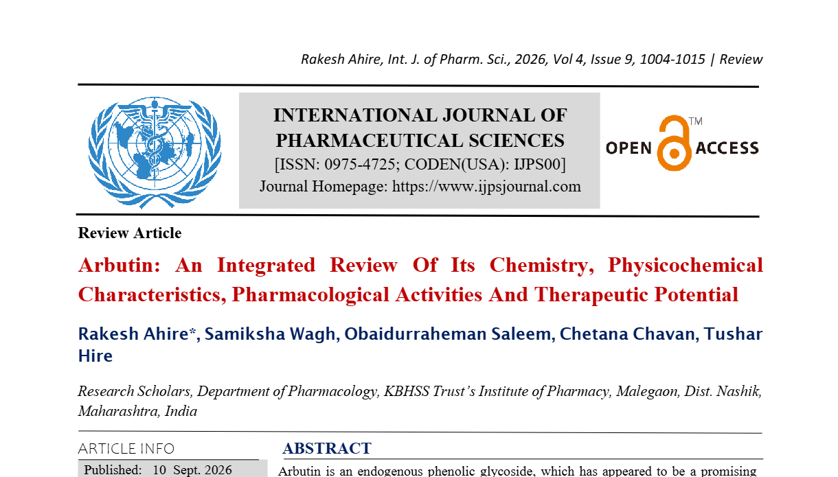 Arbutin: An Integrated Review of its Chemistry, Physicochemical Characteristics, Pharmacological Activities and Therapeutic Potential