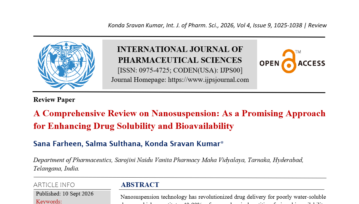 A Comprehensive Review on Nanosuspension: As a Promising Approach for Enhancing Drug Solubility and Bioavailability