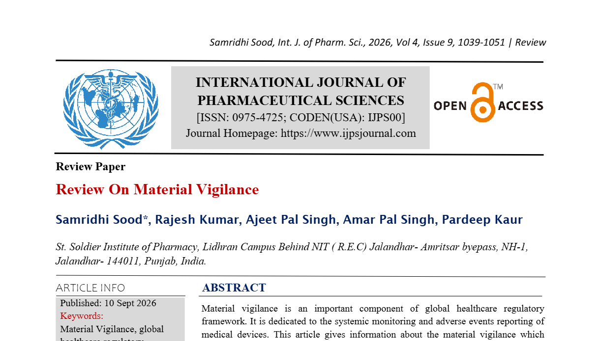 Review On Material Vigilance  