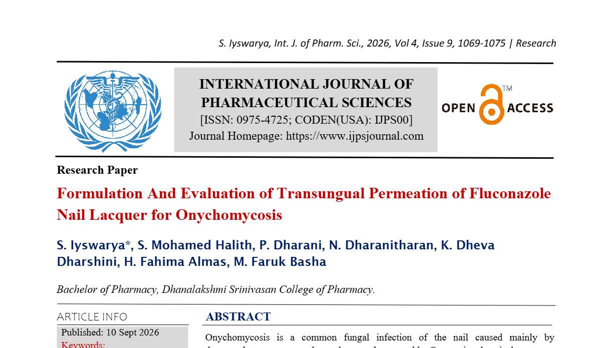 Formulation And Evaluation of Transungual Permeation of Fluconazole Nail Lacquer for Onychomycosis
