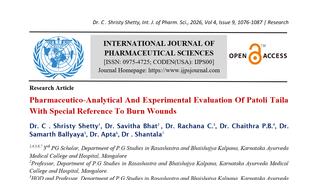 Pharmaceutico-Analytical And Experimental Evaluation Of Patoli Taila With Special Reference To Burn Wounds