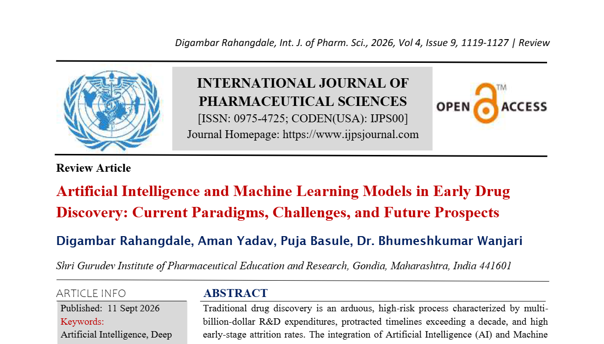 Artificial Intelligence and Machine Learning Models in Early Drug Discovery: Current Paradigms, Challenges, and Future Prospects