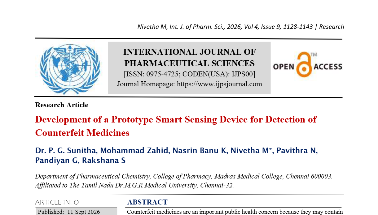 Development of a Prototype Smart Sensing Device for Detection of Counterfeit Medicines