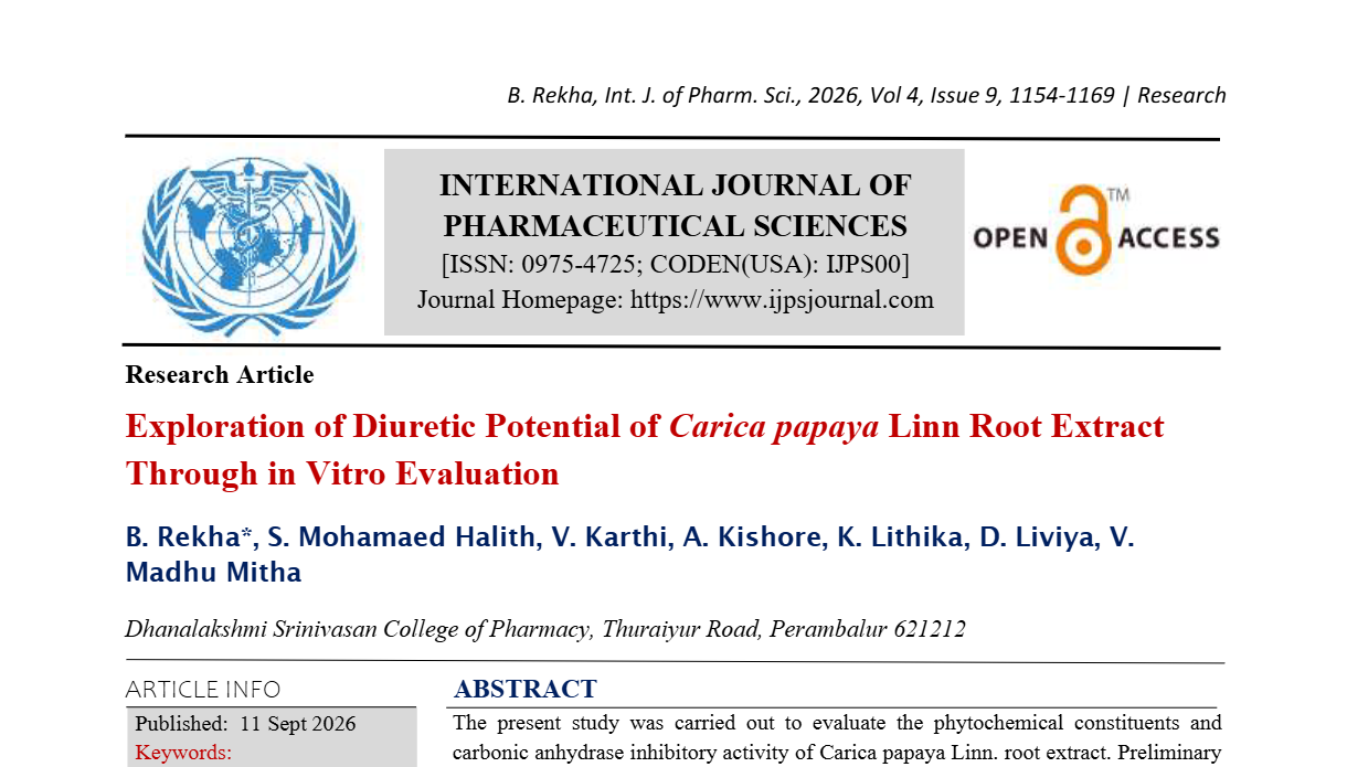 Exploration of Diuretic Potential of Carica papaya Linn Root Extract Through in Vitro Evaluation