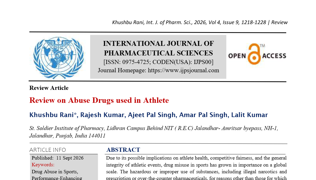 Review on Abuse Drugs used in Athlete
