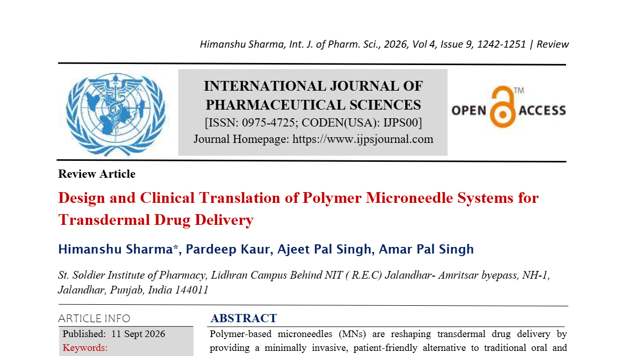 Design and Clinical Translation of Polymer Microneedle Systems for Transdermal Drug Delivery