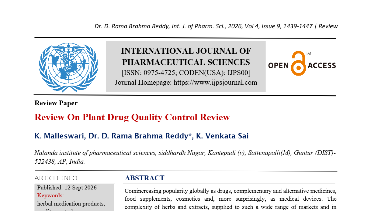 Review On Plant Drug Quality Control Review