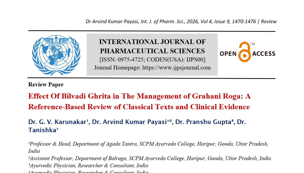 Effect Of Bilvadi Ghrita in The Management of Grahani Roga: A Reference-Based Review of Classical Texts and Clinical Evidence