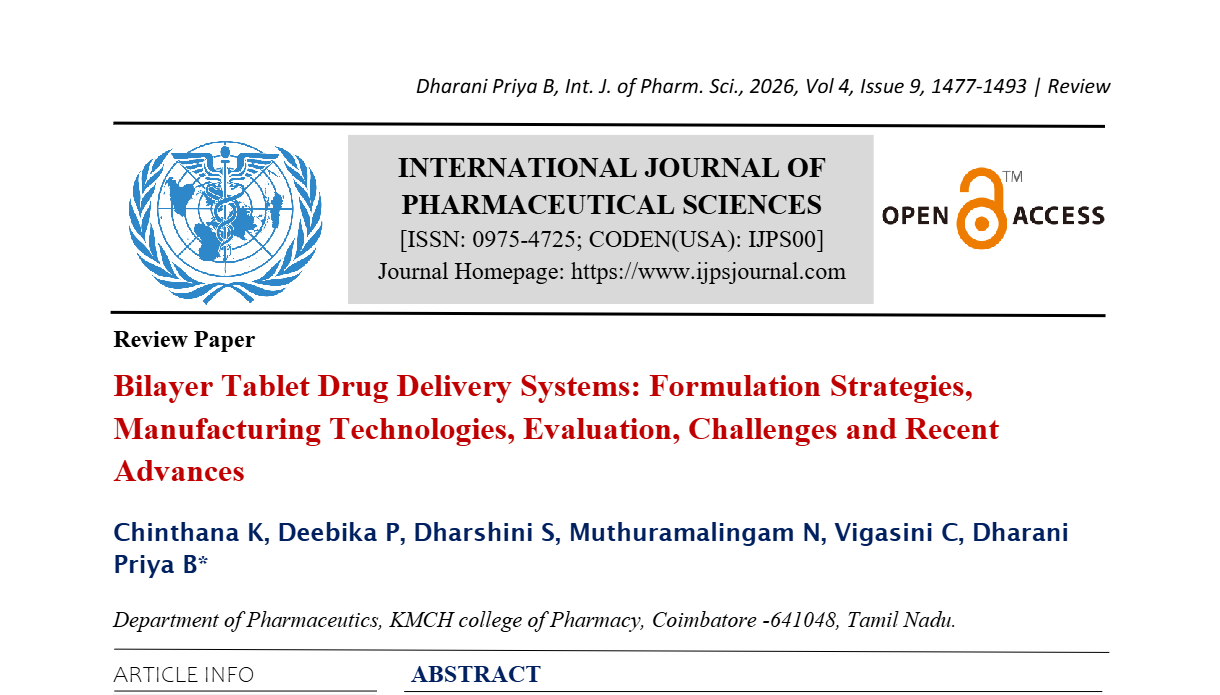 Bilayer Tablet Drug Delivery Systems: Formulation Strategies, Manufacturing Technologies, Evaluation, Challenges and Recent Advances