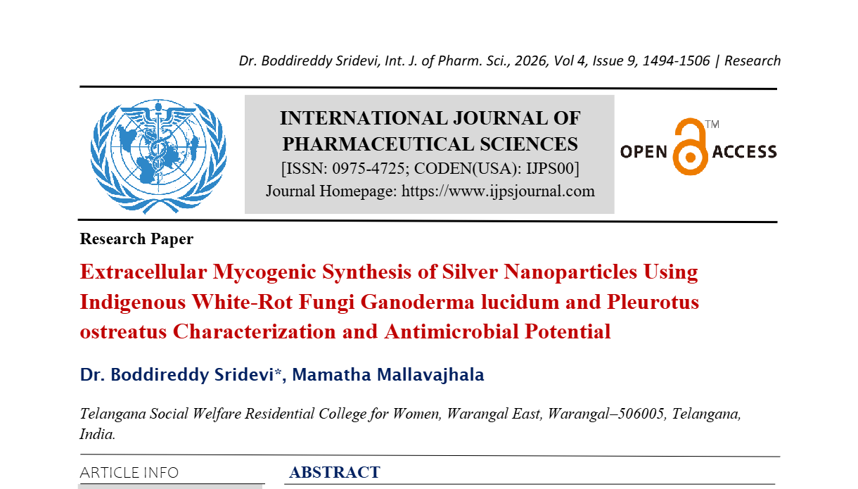 Extracellular Mycogenic Synthesis of Silver Nanoparticles Using Indigenous White-Rot Fungi Ganoderma lucidum and Pleurotus ostreatus Characterization and Antimicrobial Potential
