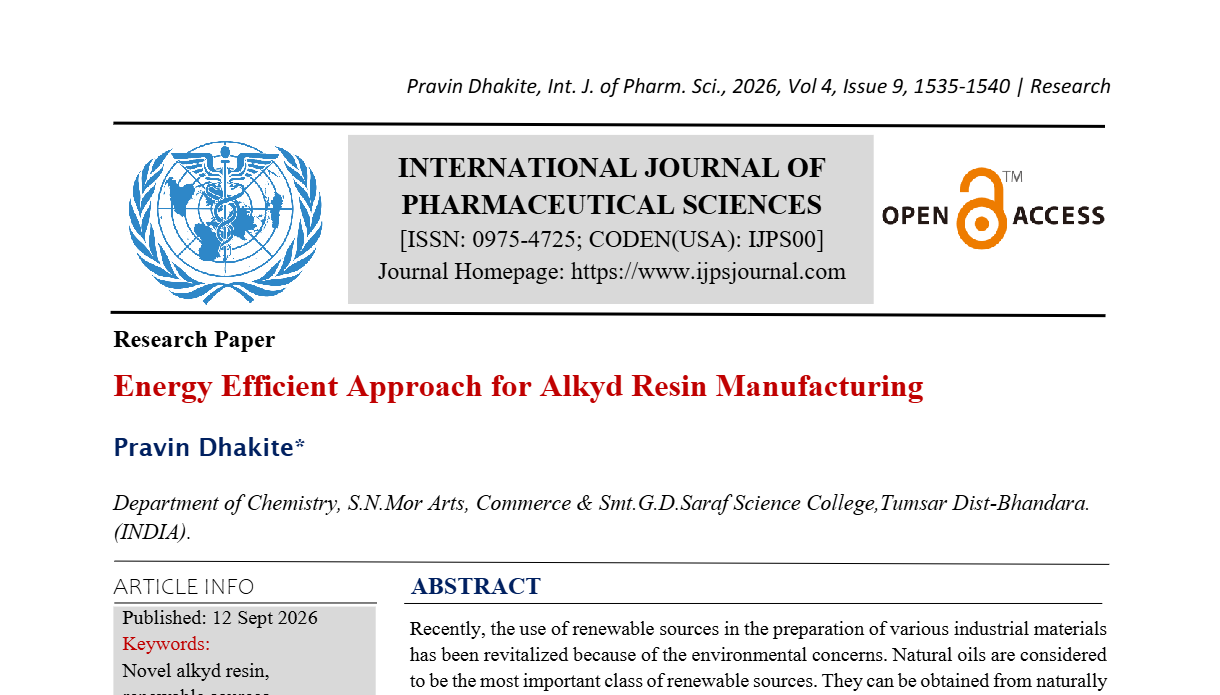 Energy Efficient Approach for Alkyd Resin Manufacturing