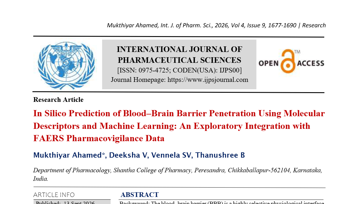 In Silico Prediction of Blood–Brain Barrier Penetration Using Molecular Descriptors and Machine Learning: An Exploratory Integration with FAERS Pharmacovigilance Data