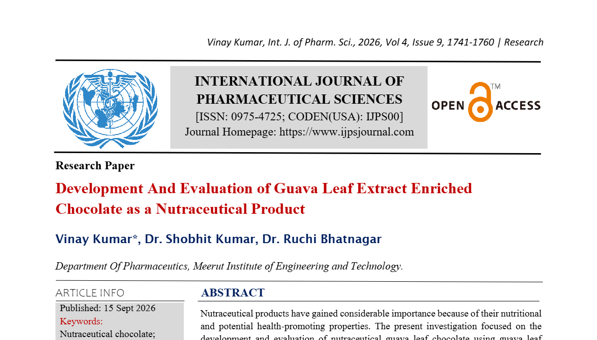 Development and Evaluation of Guava Leaf Extract Enriched Chocolate as a Nutraceutical Product