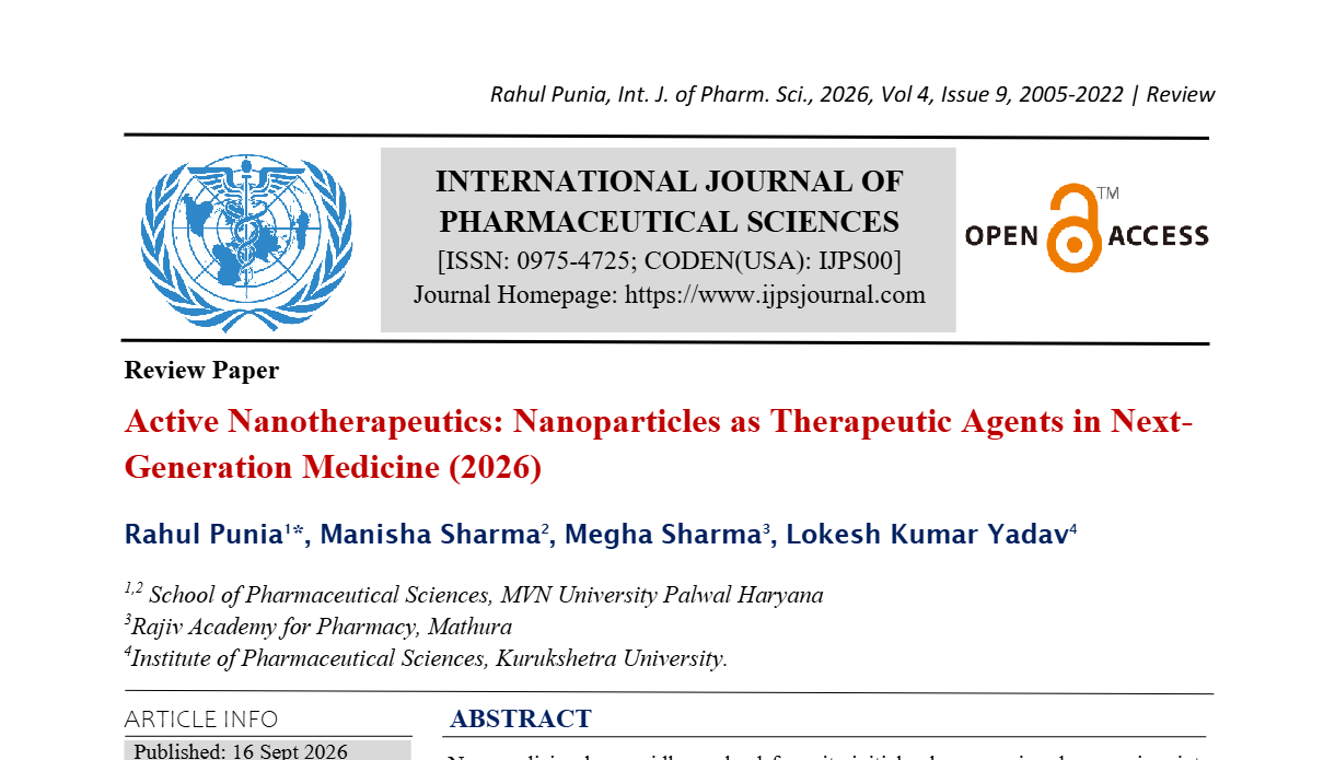 Active Nanotherapeutics: Nanoparticles as Therapeutic Agents in Next-Generation Medicine (2026)
