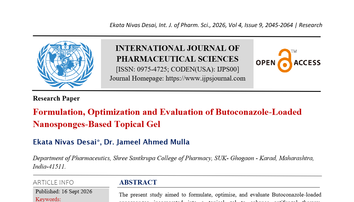 Formulation, Optimization and Evaluation of Butoconazole-Loaded Nanosponges-Based Topical Gel