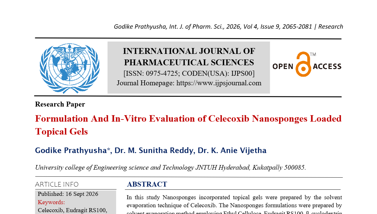 Formulation And In-Vitro Evaluation of Celecoxib Nanosponges Loaded Topical Gels